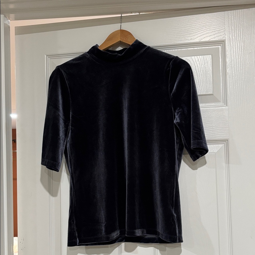 Banana Republic Navy Velvet Short Sleeve Top